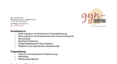 Anmeldung zur Mammographie, Mammographie mit Ultraschall, genetische Beratung